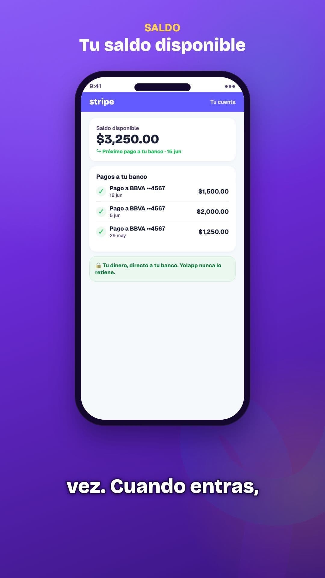 Cómo se ve tu cuenta de Stripe