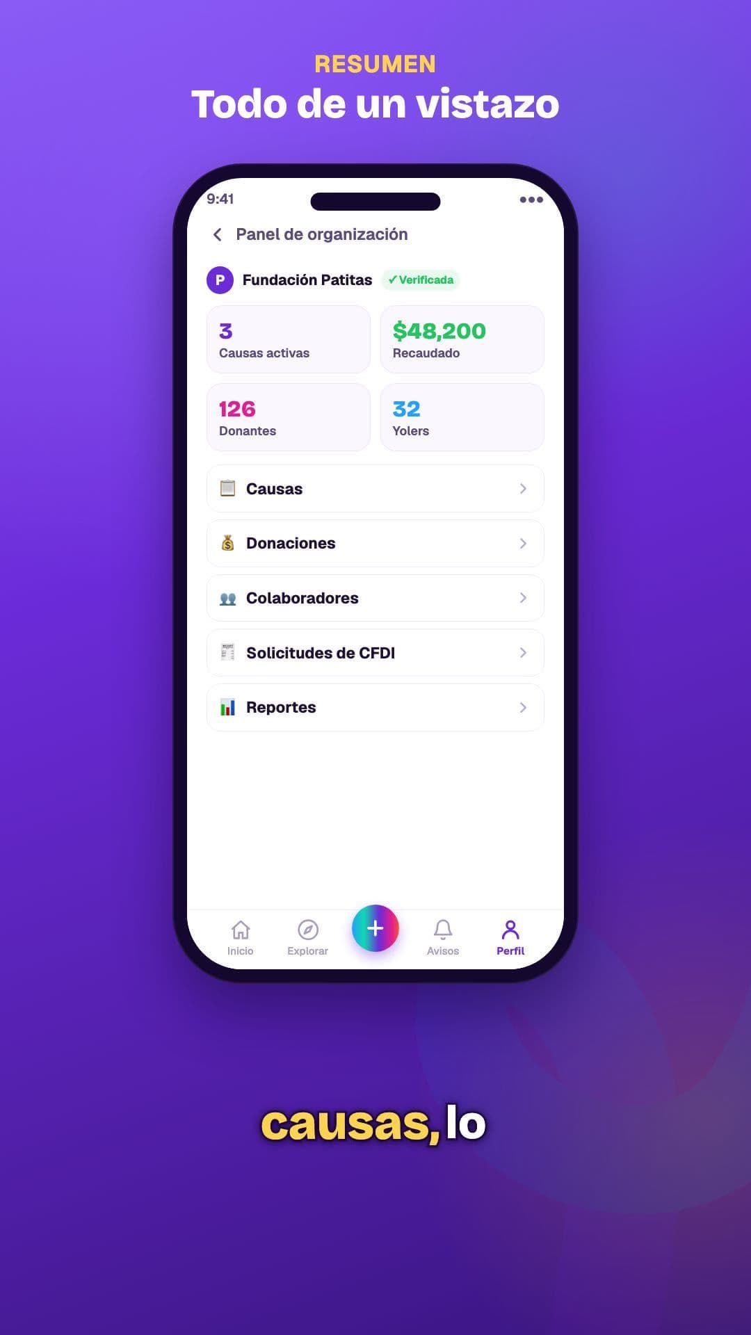 Tu Panel de Organización